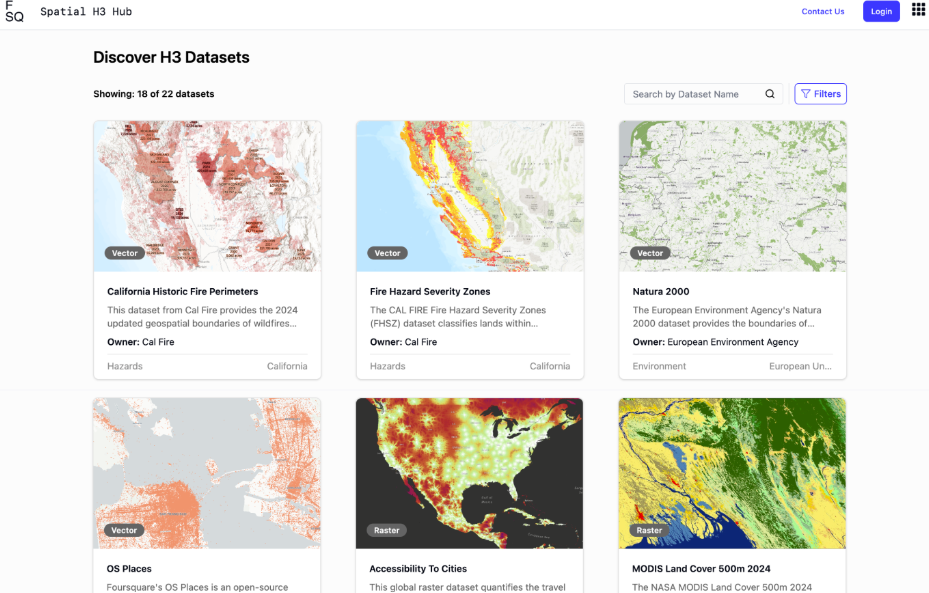 screenshot of Foursquare Spatial H3 Hub